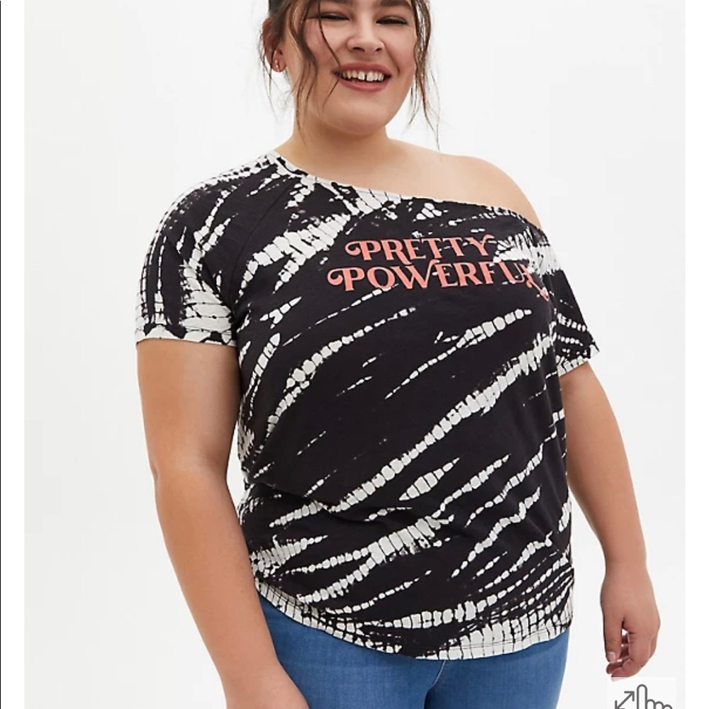Torrid OFF SHOULDER TEE - HERITAGE SLUB POWERFUL BLEACH WASH BLACK